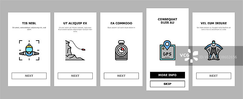 翼装飞行运动引导图标集图片素材