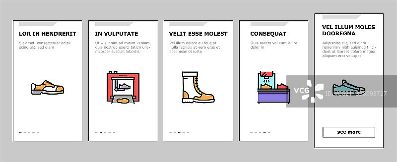 鞋子维修服务引导页图标集图片素材