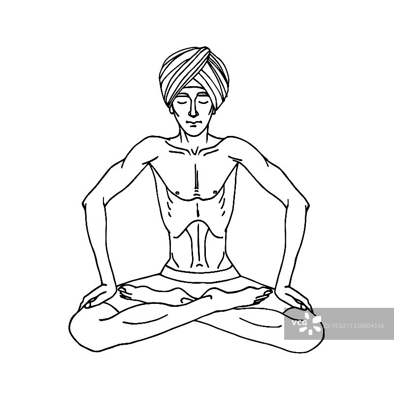 莲花姿势的瑜伽士腹部真空体式图片素材