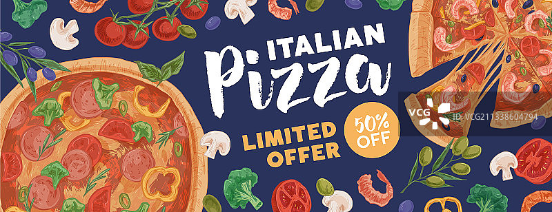 比萨店横幅广告设计图片素材