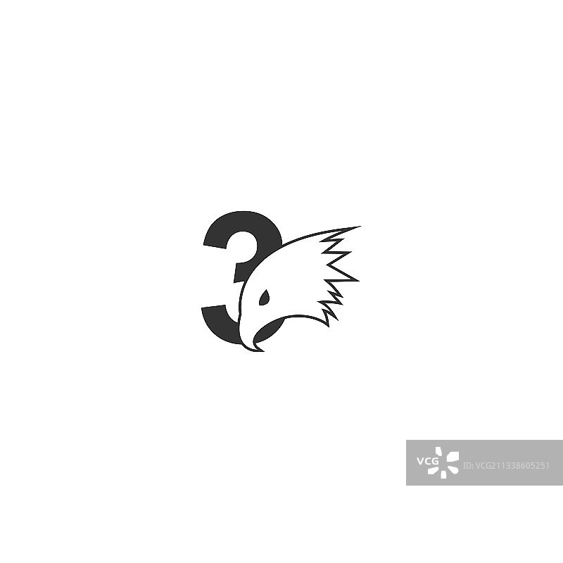 数字3猎鹰头像logo图标设计图片素材