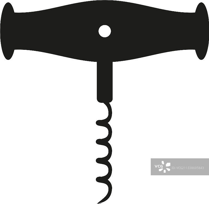 白色背景上的葡萄酒瓶螺旋开瓶器图片素材