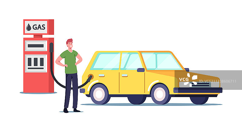 人物加油：汽车在加油站加油图片素材
