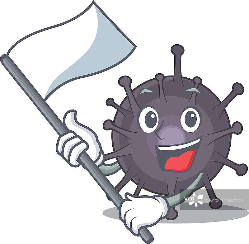 勇敢的沙门氏菌吉祥物举着白旗图片素材