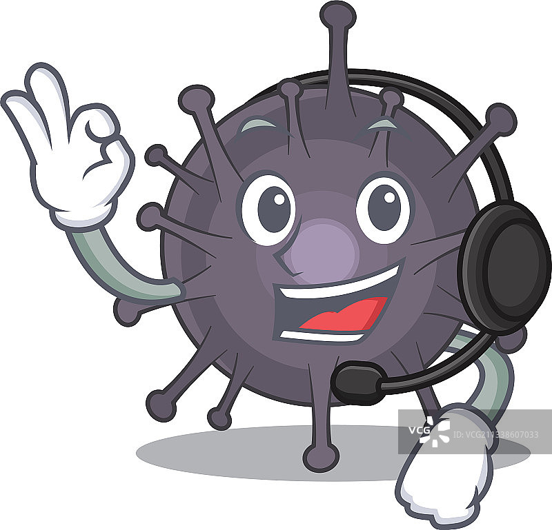 戴耳机的沙门氏菌卡通形象图片素材