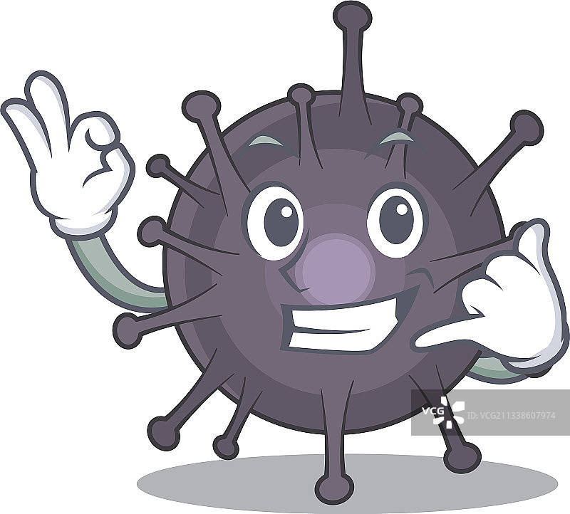 摆出可爱“打电话给我”姿势的沙门氏菌漫画图片素材