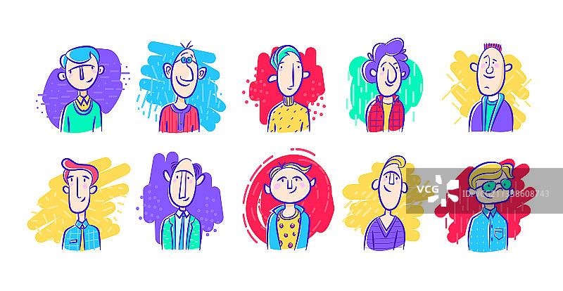 不同快乐男士头像图片素材