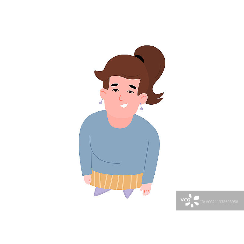 少女仰望微笑的俯视图图片素材