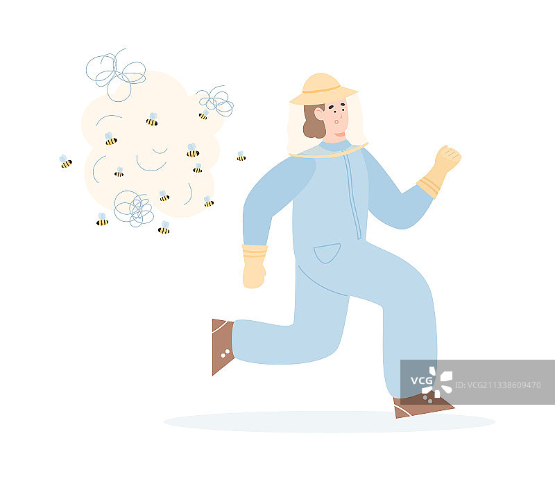 逃离蜜蜂的养蜂人图片素材