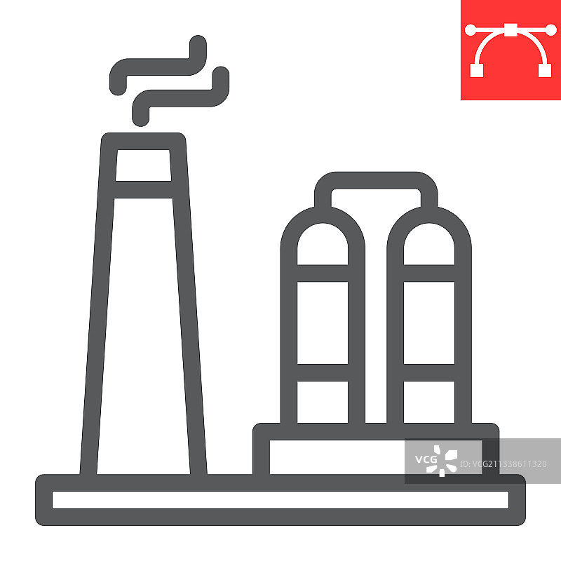 炼油厂线性图标，工厂和化工图片素材