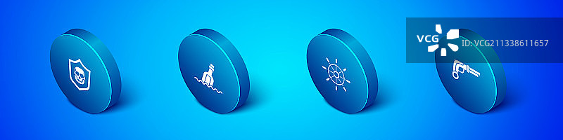 2.5D海盗骷髅船盾牌图片素材