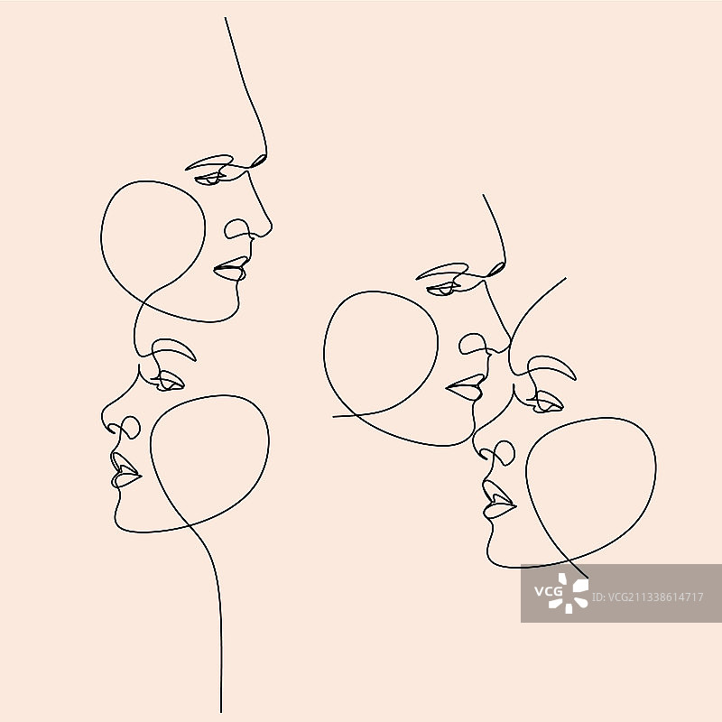 情侣接吻情人节连续画图片素材