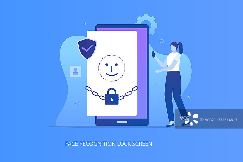人脸识别锁屏概念图片素材