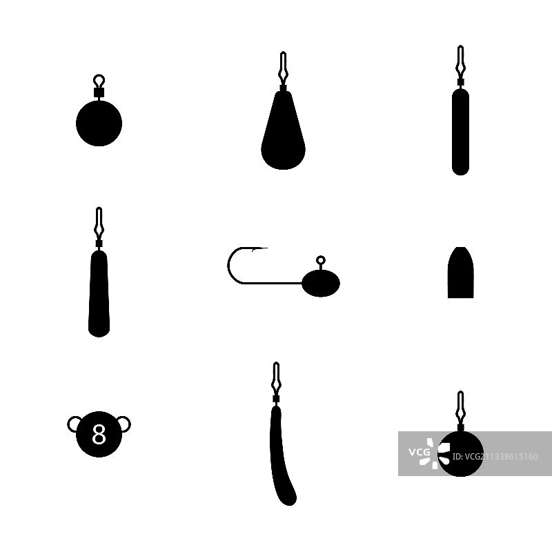 不同类型的渔坠图片素材