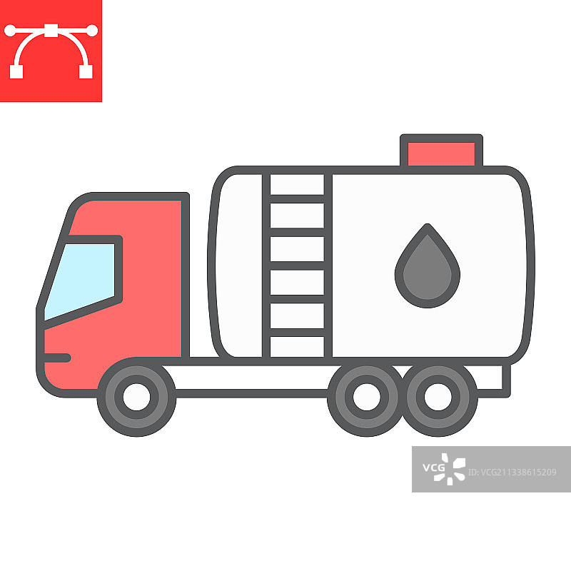 油罐车彩色线条图标：燃料运输图片素材