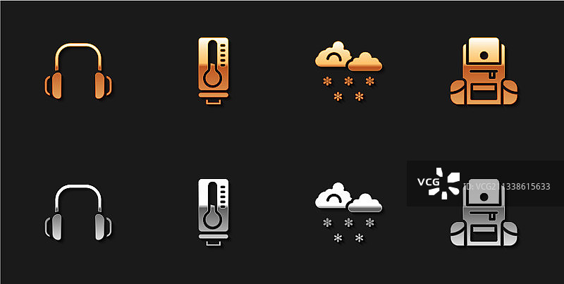 冬季耳机、气象学温度计套装图片素材