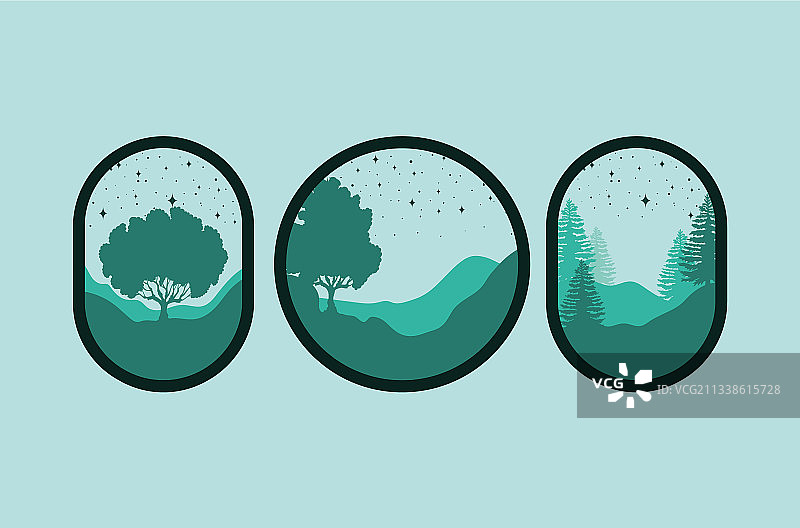 三个风景徽章图片素材