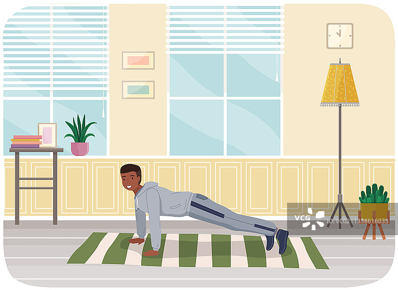 穿运动服做俯卧撑的男人图片素材