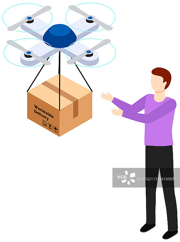全球配送概念：男人取货图片素材