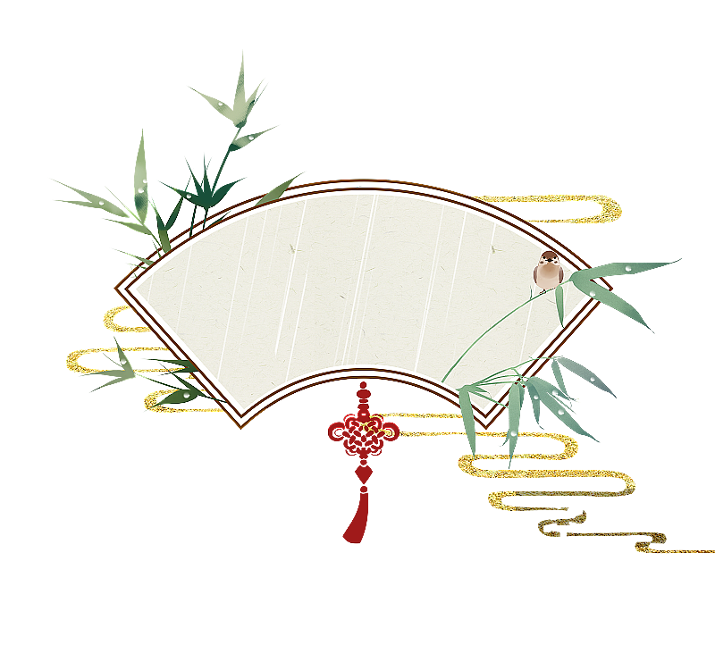 雨水节气中式扇形边框素材图片素材