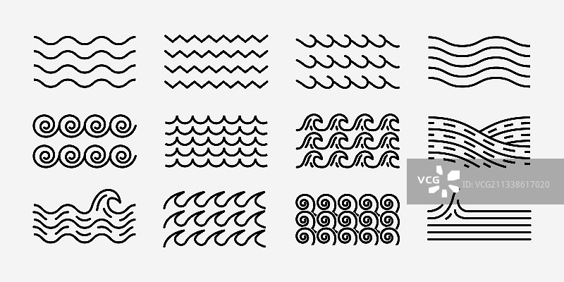 简约波浪线条logo图标合集图片素材