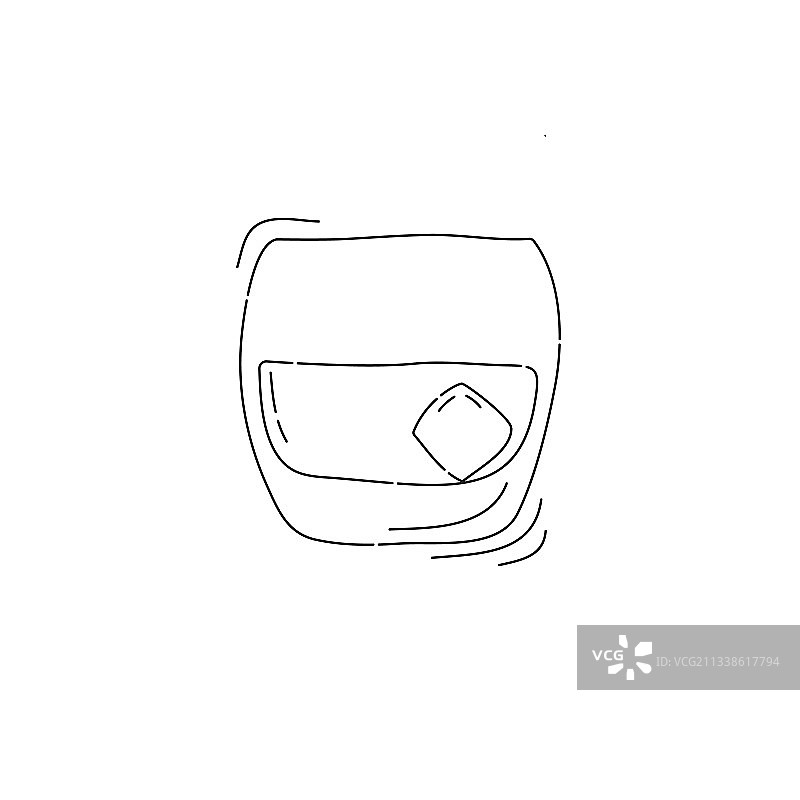 白色背景上的威士忌酒杯卡通图片素材