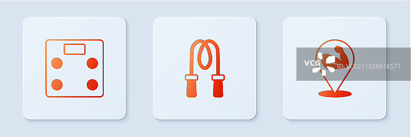 跳绳、体重秤和健美运动员图片素材