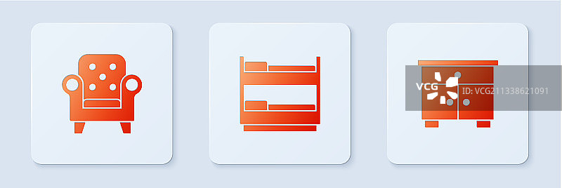 双层床、扶手椅、家具、床头柜合集图片素材