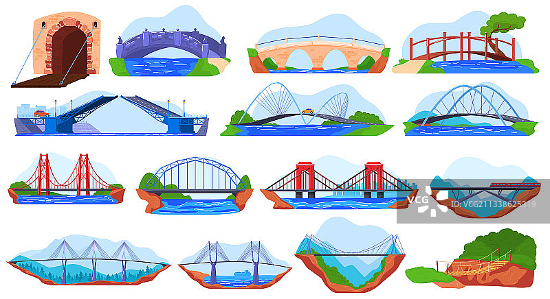 桥梁合集不同贴纸图片素材
