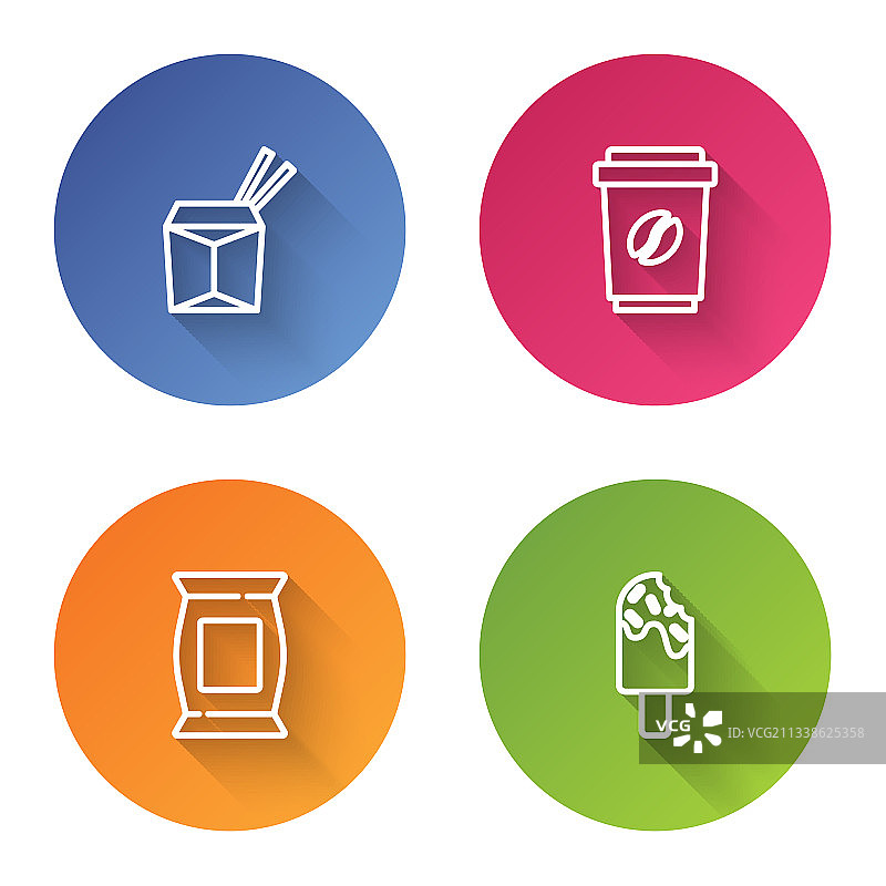 线条亚洲面条筷子咖啡杯图片素材