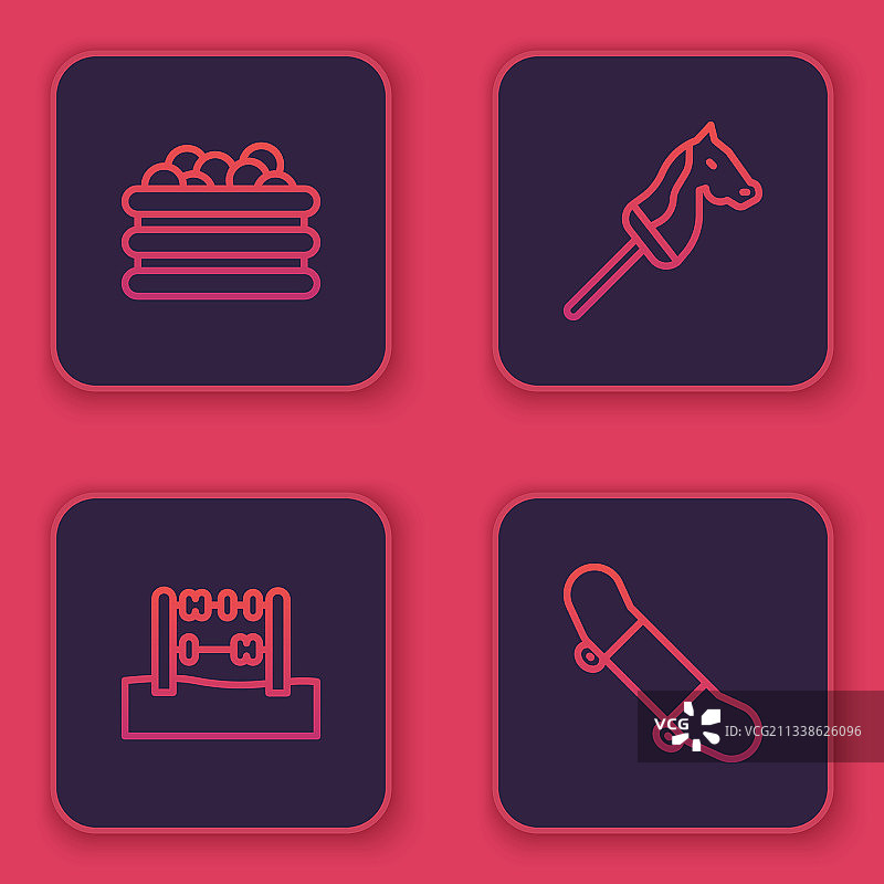 装满球的泳池、算盘和玩具马图片素材