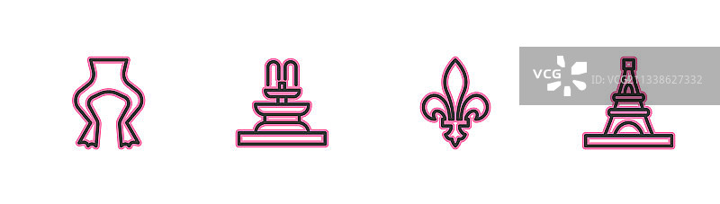 青蛙腿、百合花饰喷泉线条素材图片素材