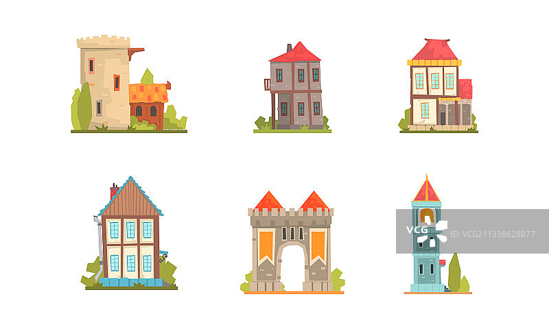 中世纪建筑群古老石砌宅邸图片素材