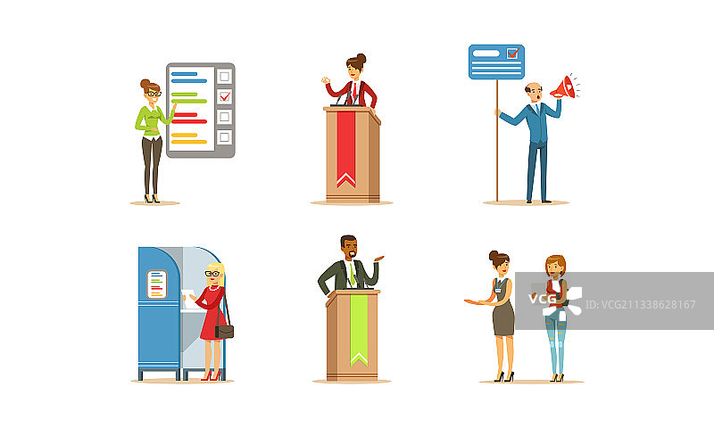 选举活动和投票设置人们在投票图片素材