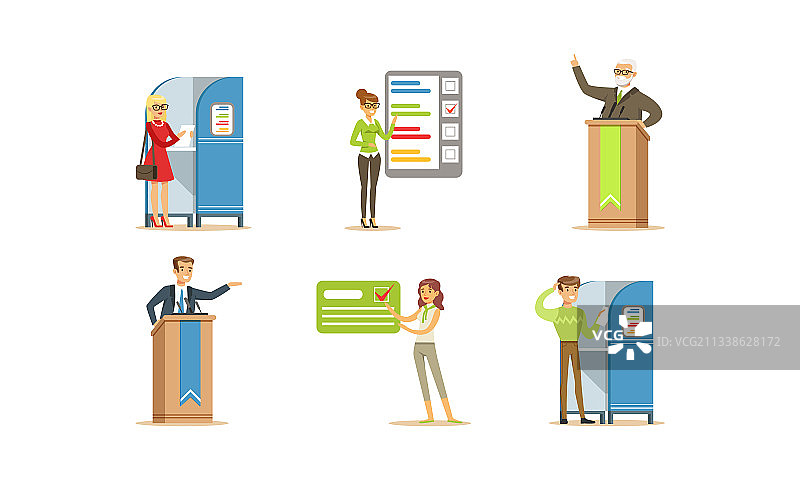 选举活动和投票设置人们在投票图片素材