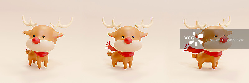 可爱的圣诞馴鹿三维元素图片素材