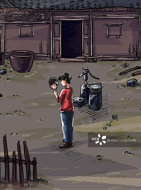 照镜子图片素材