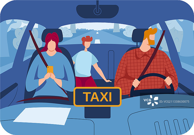 专业司机载客出租车内图片素材