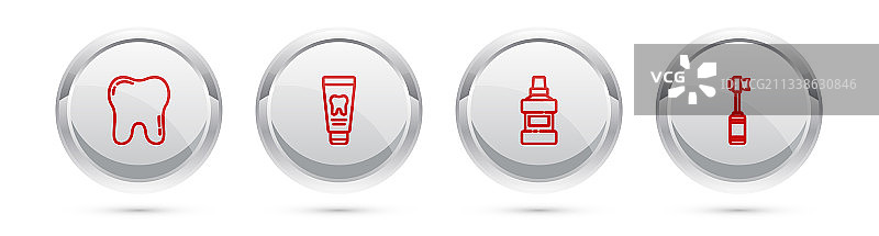 牙科用具套装：牙齿、牙膏、漱口水图片素材