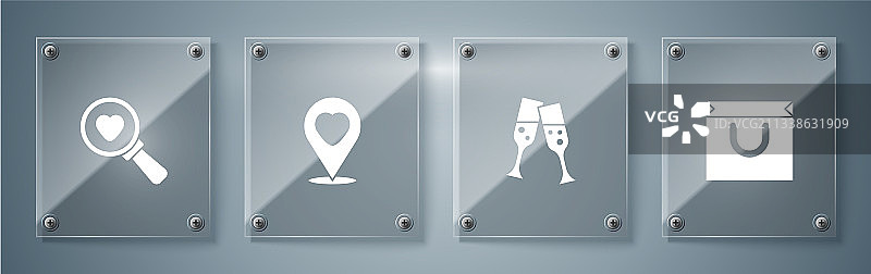 购物袋香槟酒地点套装图片素材