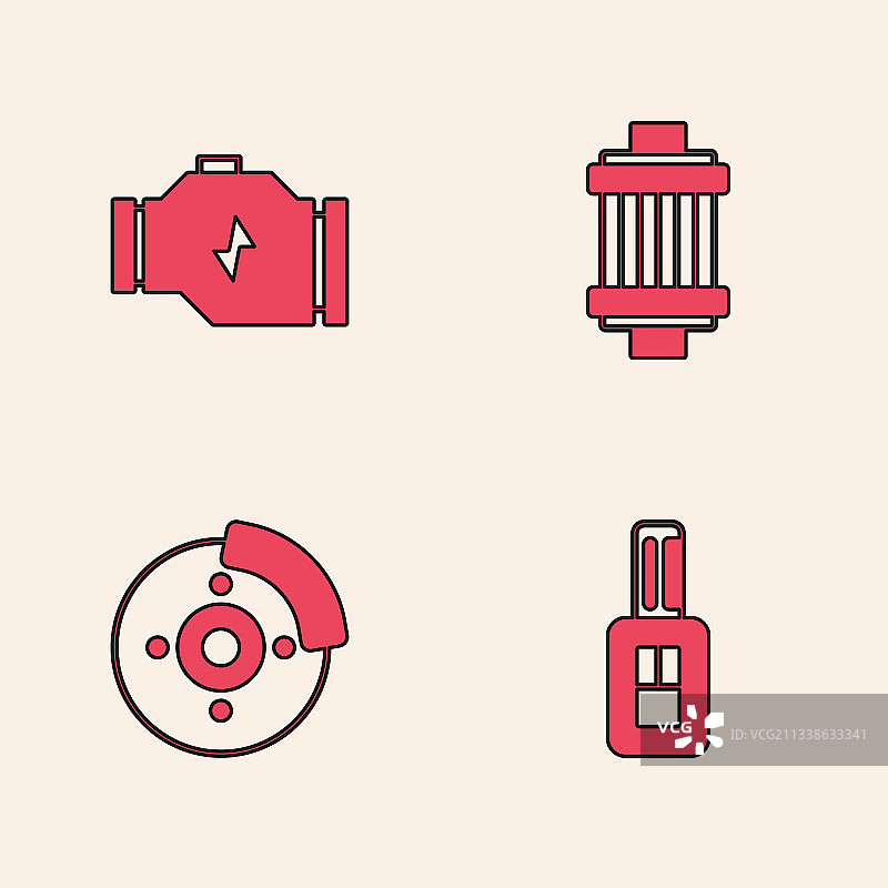带遥控发动机空气滤清器检查的汽车钥匙套图图片素材