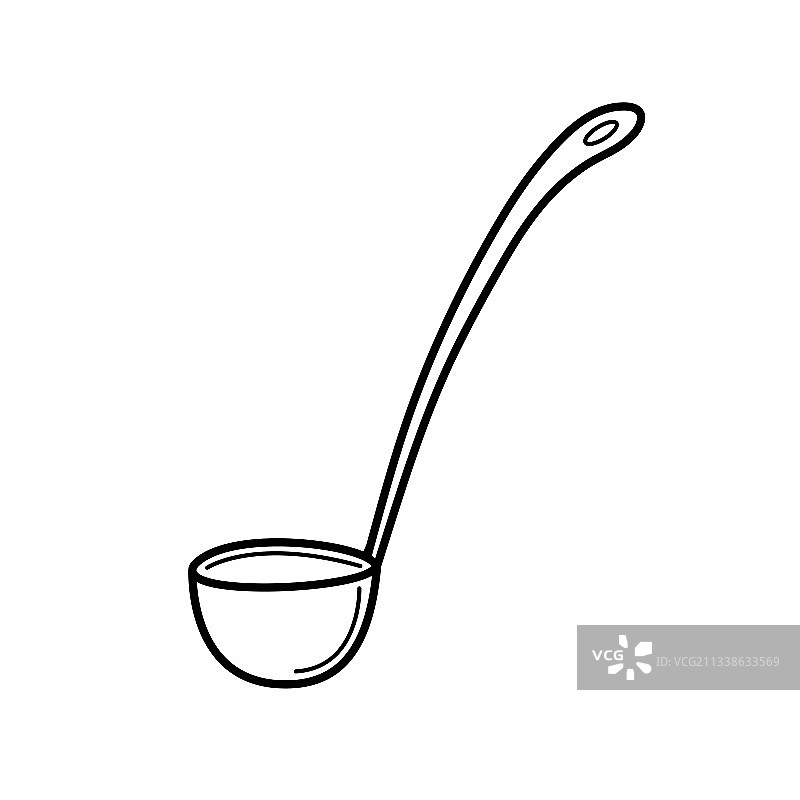手绘汤勺轮廓简笔画图片素材