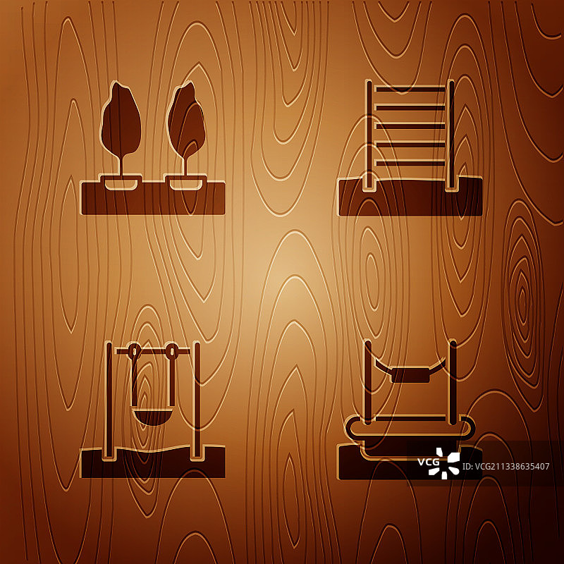 蹦极森林秋千和瑞典墙套装图片素材