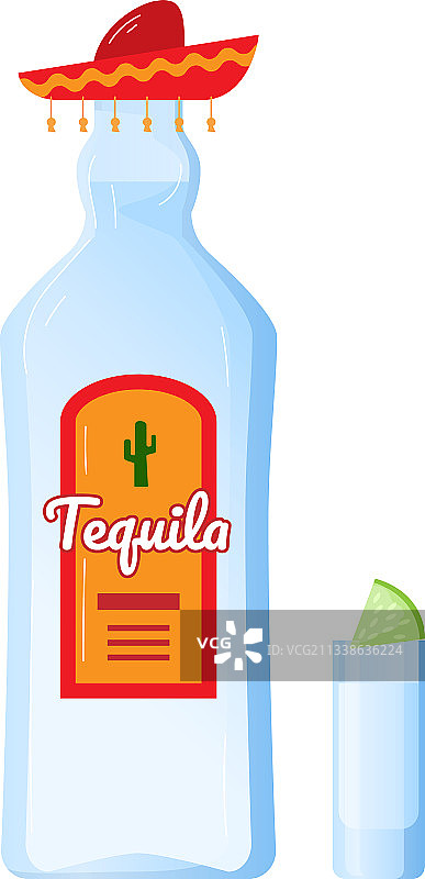 白色背景下的龙舌兰酒瓶图片素材