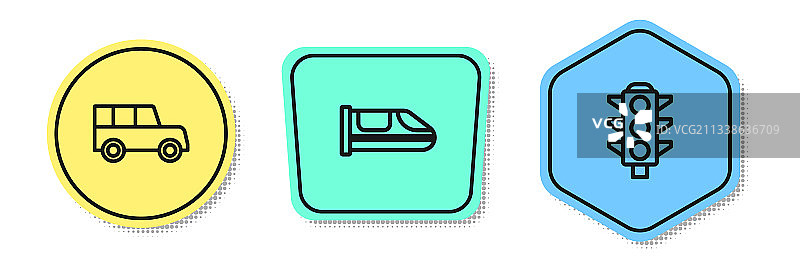 汽车高铁交通灯线性图标图片素材