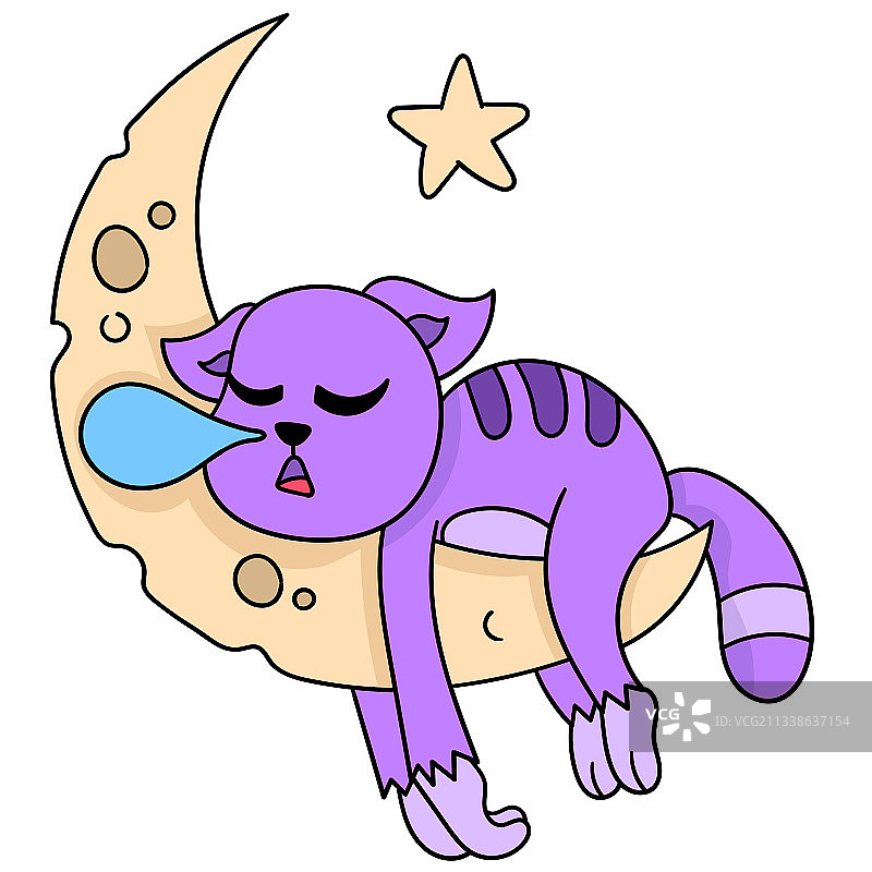 在月牙空间里打鼾的睡猫图片素材