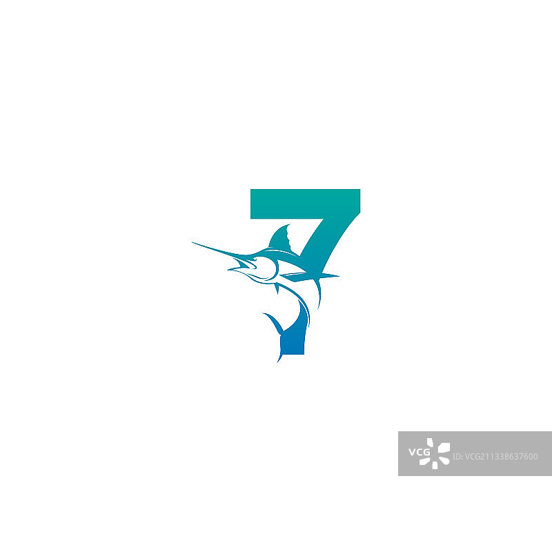 数字7与鱼形设计的标志图标图片素材