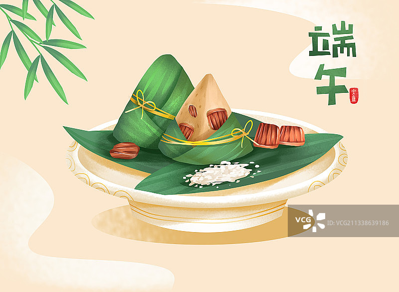中国传统美食-端午节肉粽子图片素材