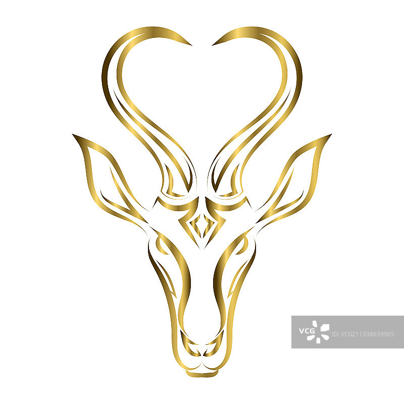 线条艺术跳羚头部图案图片素材