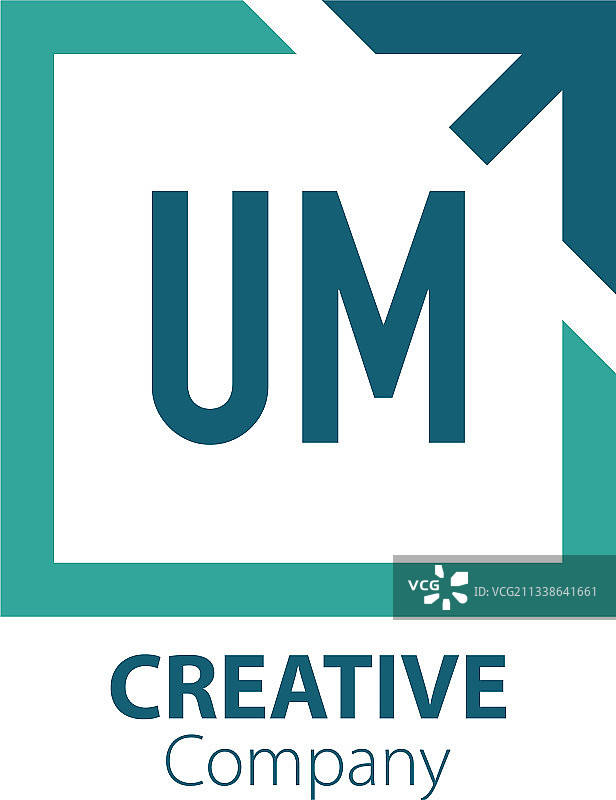 UM字母组合创意盒形Logo设计图片素材